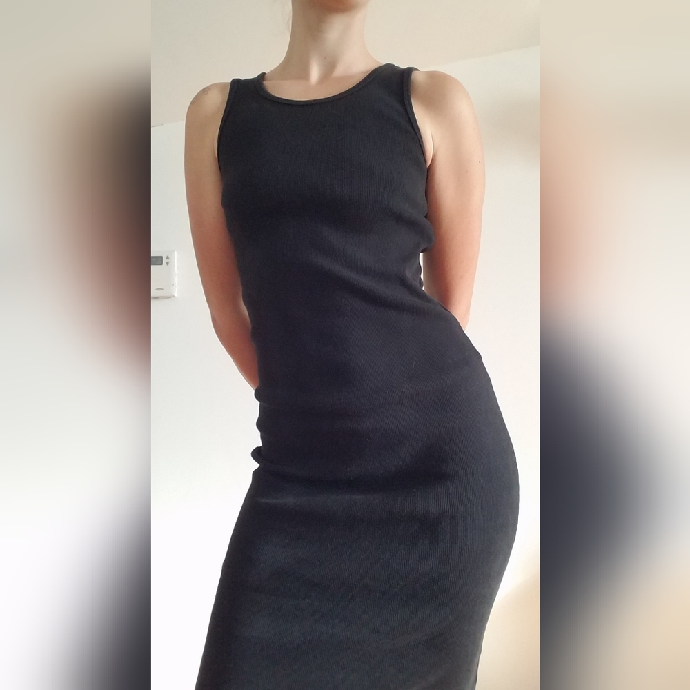 Vintage gap thick knit rib cotton body con dress